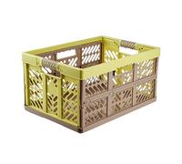 keeeper 4x Sturdy Professional Folding Boxes with Soft-Touch Handles, 54 x 37 x 28 cm, 45 l, Ben, Green/ Taupe