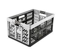 keeeper 4x Sturdy Professional Folding Boxes with Soft-Touch Handles, 54 x 37 x 28 cm, 45 l, Ben, Light Grey