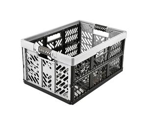 keeeper 4x Sturdy Professional Folding Boxes with Soft-Touch Handles, 54 x 37 x 28 cm, 45 l, Ben, Light Grey