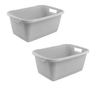 keeeper aenna 2 x Laundry Tray, Sturdy Plastic, 52 L, Nordic Grey