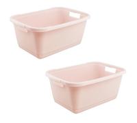 keeeper aenna 2 x Laundry Tray, Sturdy Plastic, 52 L, Nordic Pink