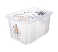 keeeper Bambi storage box with lid, Rotatable and stackable, For children, 45 L, Karolina, Transparent