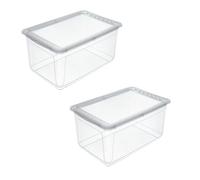 keeeper bea 2x Storage Box with Air Control System, 59 x 39 x 27 cm, 43 L, Transparent