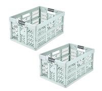 keeeper ben 2 x Sturdy Professional Folding Box with Soft-Touch Handles, 45 L, Up to 50 kg Load Capacity, Robust and Lightweight, 54 x 37 x 28 cm, Green (Soft Green)
