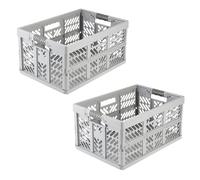keeeper ben 2 x Sturdy Professional Folding Box with Soft-Touch Handles, 45 L, Up to 50 kg Load Capacity, Robust and Lightweight, 54 x 37 x 28 cm, Grey (Nordic Grey)