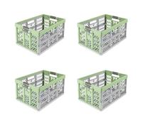 keeeper Ben 4x Sturdy Professional Folding Boxes with Soft-Touch Handles, 45 L, Eco Grass Green