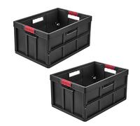 keeeper benno 2 x Sturdy Professional Folding Boxes with Soft-Touch Handles, 45 L, Up to 50 kg Load Capacity, Suitable for Shopping Trolley, 54 x 37 x 27.5 cm, Graphite Grey (Graphite)