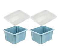 Keeeper Blue Turn Around Stacking Box 15 Litre With Lid - Set Of 2 Keeeper Blue