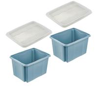 Keeeper Blue Turn Around Stacking Box 30 Litre With Lid - Set Of 2, Blue