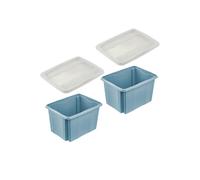 Keeeper Blue Turn Around Stacking Box 30 Litre With Lid - Set Of 2, Blue