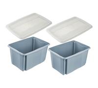 Keeeper Blue Turn Around Stacking Box 45 Litre With Lid - Set Of 2, Blue