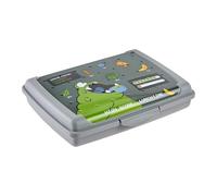 keeeper carla Handy box for food, 0.5 l, Mini, 17 x 13 x 3.5 cm, Sandwich box/Lunch box, Design: Monster Gamer, Grey (Nordic Grey)