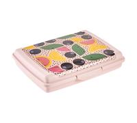 keeeper carla Handy Food Box, 0.5 l, Mini, 17 x 13 x 3.5 cm, Lunchbox, Design: Modern Fruits, Pink (Nordic Pink)