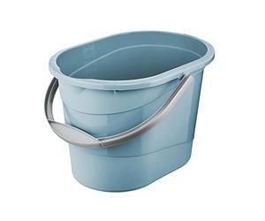 keeeper Cleaning Bucket With Ergonomic Handle, Recessed Grip and Spout, Oval, 13 Litre, Thies, Nordic Blue