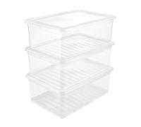 keeeper Clearboxes with Air Control System, Set of 3, Height: 14 cm, 39x26.5x14 cm, 3 x 11 Litre, Bea, Transparent