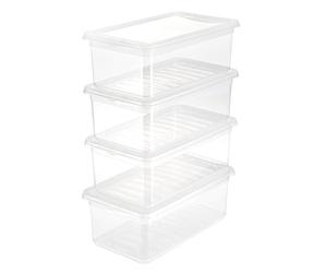 keeeper Clearboxes with Air Control System, Set of 4, 33x19.5x12 cm, 4 x 5.6 Litre, Bea, Transparent