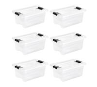 keeeper Cornelia 6 x Storage Boxes with Lid and Sliding Closure, 29.5 x 19.5 x 12.5 cm, 4 L, Transparent