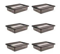 keeeper Cornelia 6 x Storage Boxes with Lid and Sliding Closure, 39.5 x 29.5 x 9.5 cm, 7 L, Crystal Grey