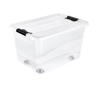 Keeeper Crystal Box 52 Litre With Lid And Caster Wheels - Transparent