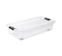 Keeeper Crystalbox with Caster Wheels and Lid, Sliding Closure, 79.5x39.5x18 cm, 33 Litre, Konrad, Transparent