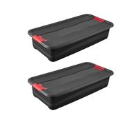 keeeper eckhart 2 x Transport Containers with Lid and Sliding Closure, Extra Sturdy, 79.5 x 39.5 x 17 cm, 33 L, Graphite Grey