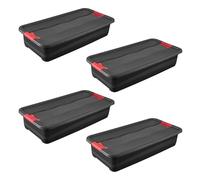 keeeper eckhart 4 x Transport Containers with Lid and Sliding Closure, Extra Sturdy, 79.5 x 39.5 x 17 cm, 33 L, Graphite Grey