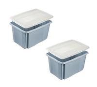 keeeper emil 2 x Storage Box with Turning/Stacking System with Lid Emilia 45 L Nordic Blue