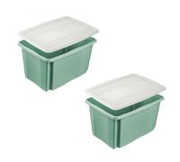 keeeper emil 2 x Storage Box with Turning/Stacking System with Lid Emilia 45 L Nordic Green
