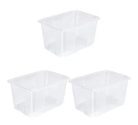 keeeper emil 3 x Storage Boxes with Turning/Stacking System, 54.5 x 39 x 29.5 cm, 45 L, Transparent