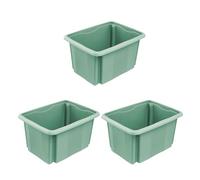 keeeper emil 3x Storage Box with Turning/Stacking System, 38 x 28.5 x 20.5 cm, 15 L, Nordic Green