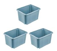 keeeper emil 3x Storage Box with Turning/Stacking System, 44.5 x 34.5 x 27 cm, 30 L, Nordic Blue