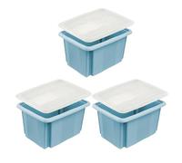 keeeper emil 3x Storage Box with Turning/Stacking System with Lid Emilia 15 L Nordic Blue