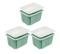 keeeper emil 3x Storage Box with Turning/Stacking System with Lid Emilia 15 L Nordic Green