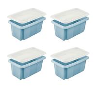 keeeper emil 4 x Storage Boxes with Turning/Stacking System with Lid Emilia 7 L Nordic Blue