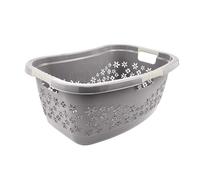 keeeper Ergonomic Laundry Basket, Air Permeable Design, Non-Slip Soft Handles, 50 Litre, Lasse, Grey