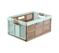 keeeper Extra Strong Folding Box with Soft-Touch Handles, 48.5 x 35 x 23.5 cm, 32 Litre, Lea, Aquamarine/Taupe