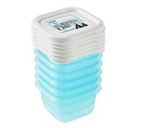 keeeper Food Containers, Set of 6, Freezable, Labelled Lid with Rewritable Surface, 6 x 90 ml, 6.5x6.5x4 cm, Mia Polar, Transparent Ice Blue
