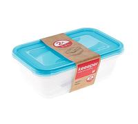 keeeper Food Storage Containers, Set of 2, 2 x 3.3 l, 29 x 19 x 9 cm, Fredo Fresh, Transparent Blue