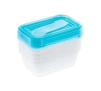 keeeper Food Storage Containers, Set of 5.5 x 500 ml, 15.5 x 10,5 x 6 cm, Fredo Fresh, Transparent Blue