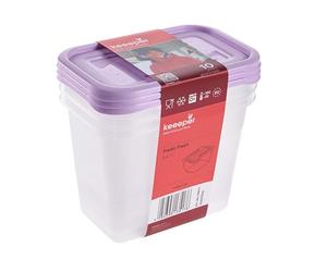 keeeper fredo fresh 3-piece food storage container set, 3 x 1 l, Violet (Soft Purple)