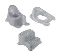 Keeeper Grey Stars Baby Potty, Toilet Seat & Double Step Stool Set
