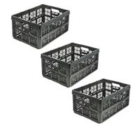 keeeper ida 3 x Sturdy Folding Box, 32 L, Space-saving, Foldable, Versatile for Household and Car, 48 x 35 x 23 cm, Blue (Nordic Blue)