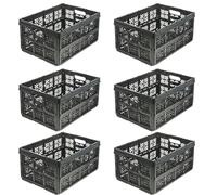 keeeper ida 6 x Sturdy Folding Boxes, 32 L, Space-saving, Foldable, Versatile for Household and Car, 48 x 35 x 23 cm, Black