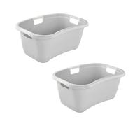 keeeper janne 2x Ergonomic Laundry Tub, Non-Slip Soft Handles, 50 L, Nordic Grey