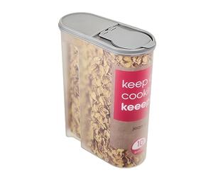 keeeper Jean Pouring Jar for Dry Food, Hinged Lid, 5 Litre, Polypropylene, 24 x 11.5 x 30.5 cm, Nordic Grey