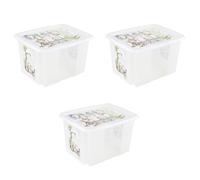 keeeper Karolina 3 x Winnie the Pooh Storage Box with Lid, Rotating and Stackable, for Children, 30 L, Transparent