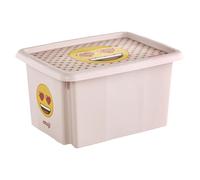 keeeper karolina storage box with lid, 15 l, nestable and stackable, Design: Emoji Hearts, For children, Pink (Nordic Pink)