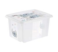 keeeper karolina storage box with lid, 15 l, stackable and nestable, Design: Stitch, For children, Transparent