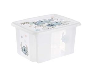 keeeper karolina storage box with lid, 15 l, stackable and nestable, Design: Stitch, For children, Transparent