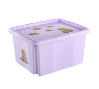 keeeper karolina storage box with lid, 24 l, nestable and stackable, Design: Capybara, For children, Violet (Soft Purple)